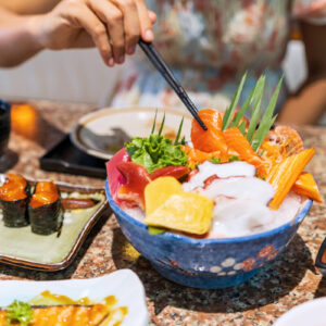 sashimi set at Japanese restaurant