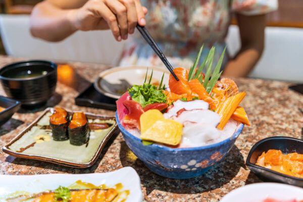 sashimi set at Japanese restaurant