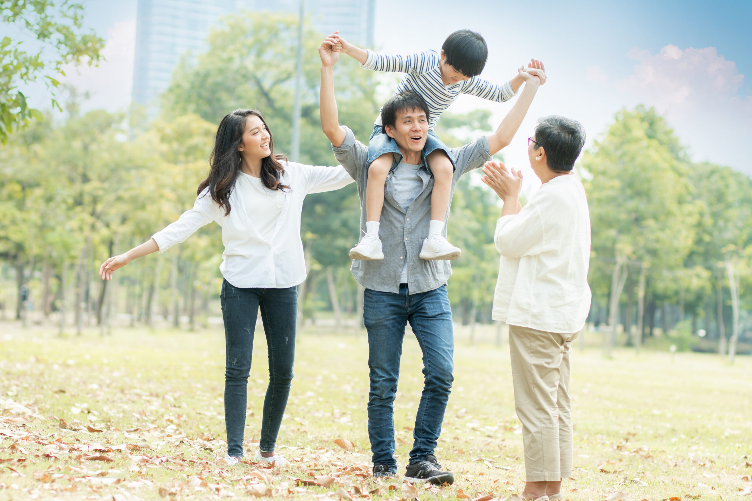 happy young family spending time together