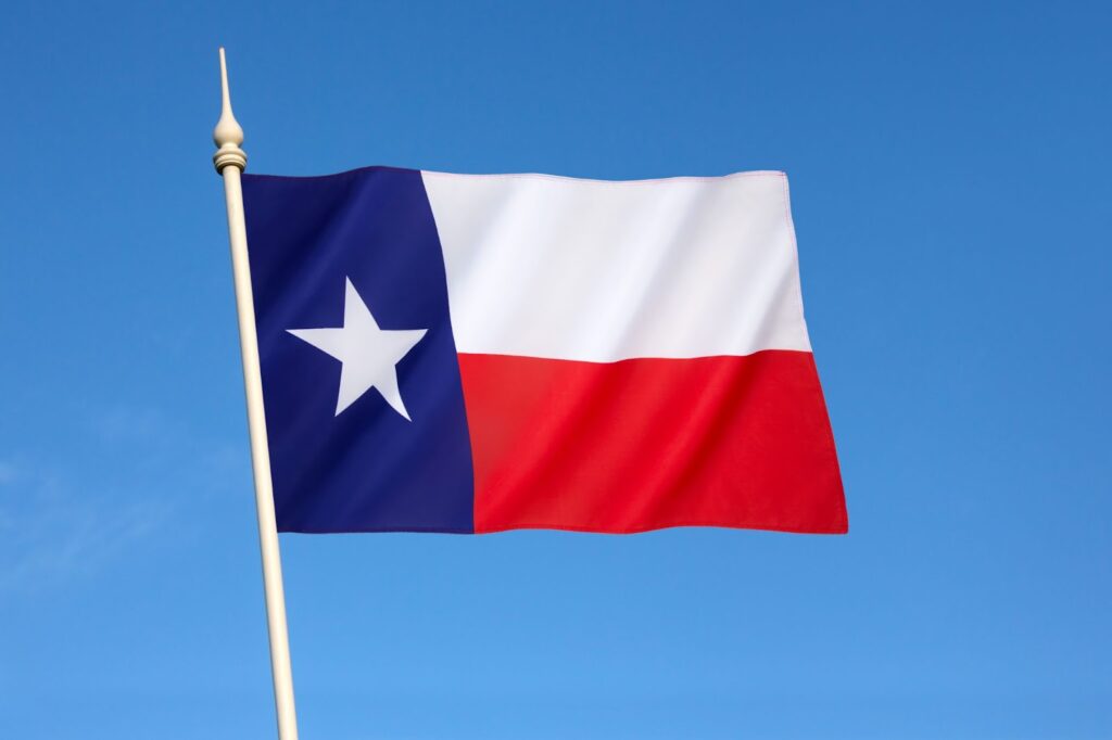 texas flag in the sky